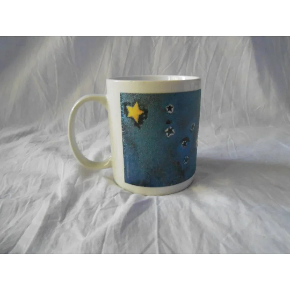 Collectible LINYI Silver Phoenix Making the Difference Coffee Mug Cup Blue Stars